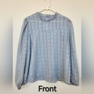 XL Shein Light blue/gray long sleeve blouse